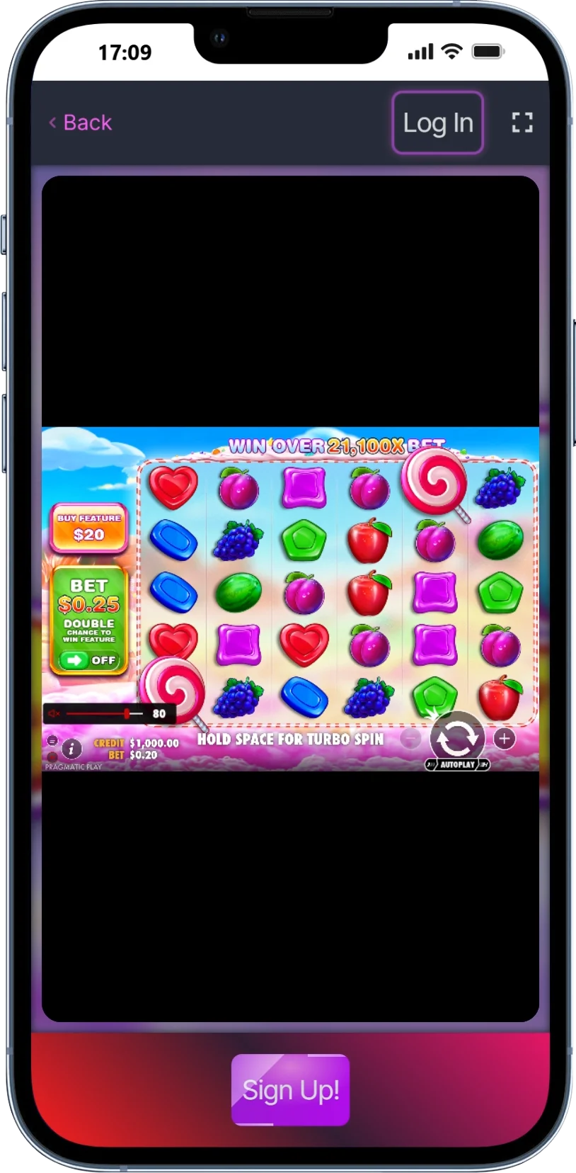 Sweet Bonanza mobiel scherm 1