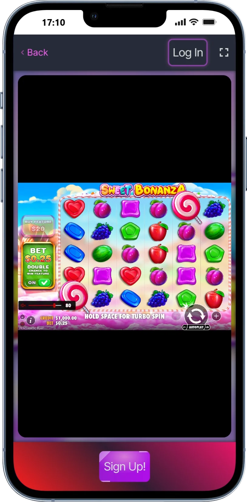 Sweet Bonanza mobiel scherm 2