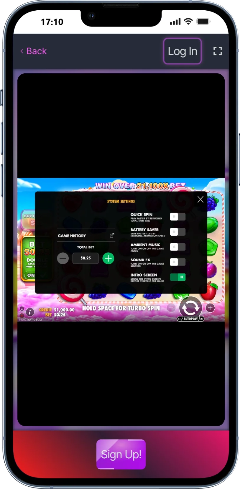 Sweet Bonanza mobiel scherm 3